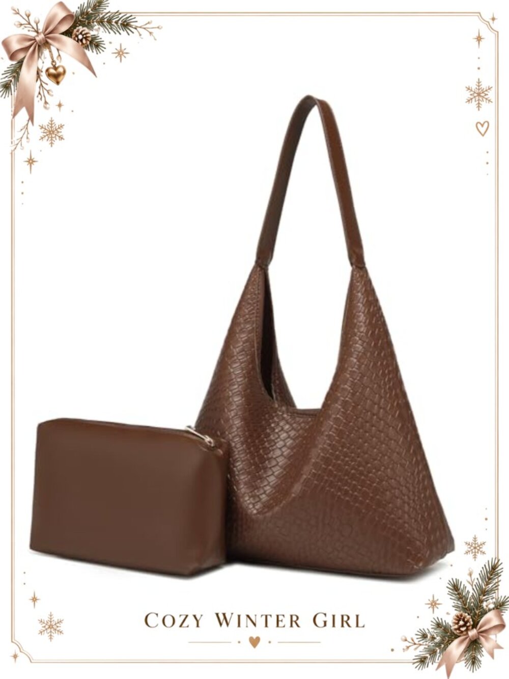 Woven Vegan Leather Shoulder Bag Hobo Top-Handle Tote Purse